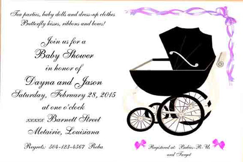 BUGGY AND BOWS CUSTOM INVITATION