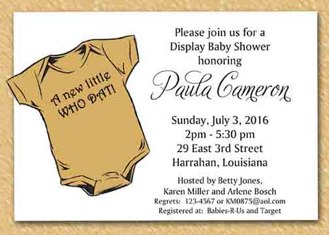 NEW DAT ONESIE CUSTOM INVITATION