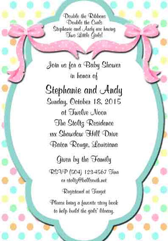 DOTS AND BOWS CUSTOM INVITATION
