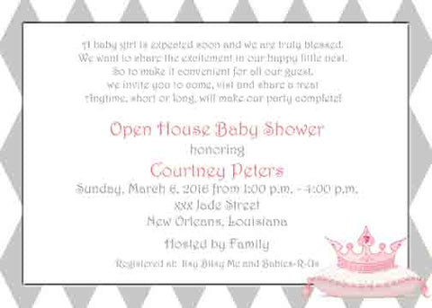TIARA OR CROWN ON PILLOW CUSTOM INVITATION