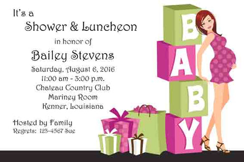 SANDRA MOMMY AND BLOCKS CUSTOM INVITATION