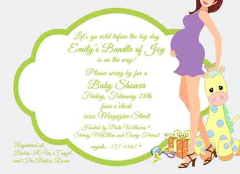 STUFFED GIRAFFE CUSTOM INVITATION
