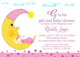 BABY SLEEPING IN MOON CUSTOM INVITATION