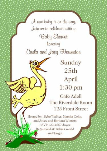 YELLOW STORK CUSTOM INVITATION