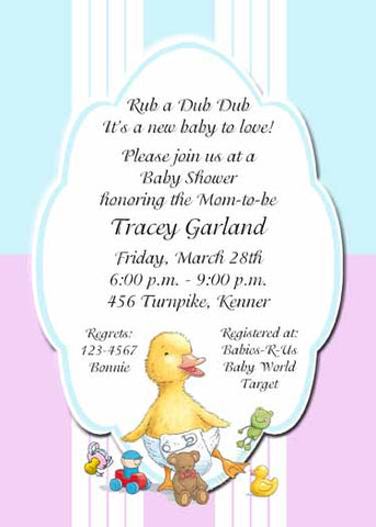 BABY DUCK WITH TOYS CUSTOM INVITATION