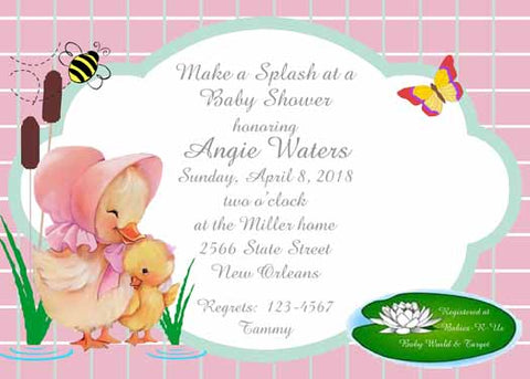 MAMA DUCK AND BABY CUSTOM INVITATION