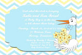 STORK WITH FLOWERS CUSTOM INVITATION