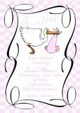 STORK, BABY AND SWIRLS CUSTOM INVITATION