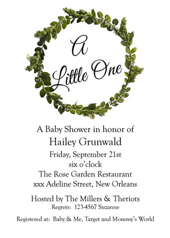 TRADITIONAL GREEN WREATH CUSTOM INVITATION