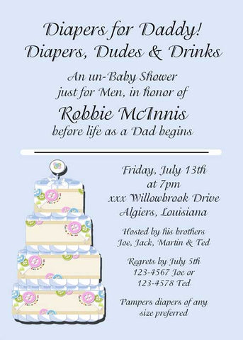 BUTTON BABY CAKE CUSTOM INVITATION