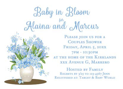 VASE OF BLUE FLOWERS CUSTOM INVITATION
