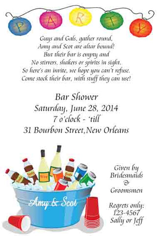 BUCKET OF DRINKS AND LANTERNS CUSTOM INVITATION