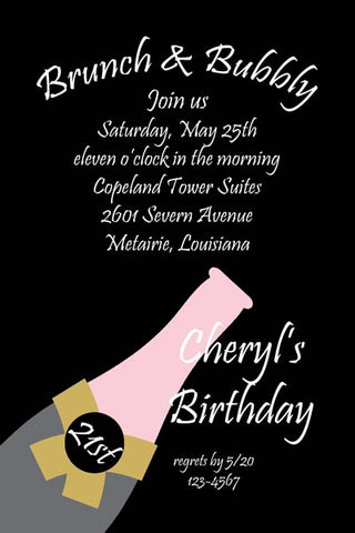 BOTTLE OF CHAMPAGNE CUSTOM INVITATION