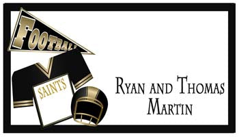 FOOTBALL PENNANT, BALL AND JERSEY PERSONALIZED GIFT OR CALLING CARDS