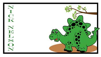 GREEN DINOSAUR PERSONALIZED GIFT OR CALLING CARDS