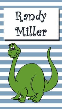 GREEN DINO AND STRIPES PERSONALIZED GIFT OR CALLING CARDS