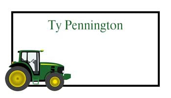 GREEN TRACTOR PERSONALIZED GIFT OR CALLING CARDS