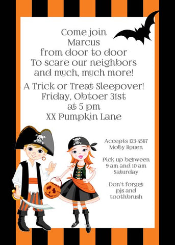 CHILDREN IN PIRATE COSTUMES CUSTOM INVITATION