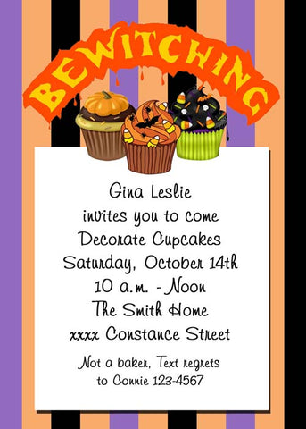 BEWITCHING CUPCAKES CUSTOM INVITATION