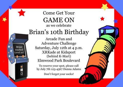 ARCADE AND SLIDE CUSTOM INVITATION