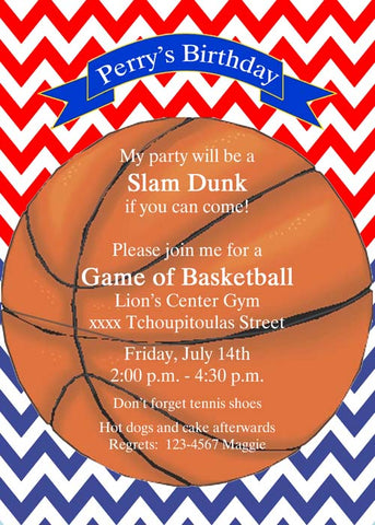 BASKETBALL AND CHEVRON CUSTOM INVITATION