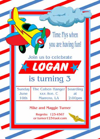 AIRPLANE FLYING HIGH CUSTOM INVITATION