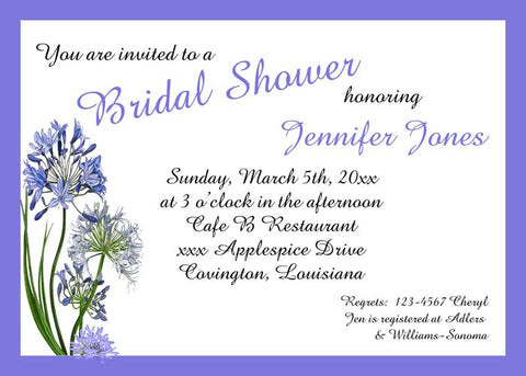 AGAPANTHUS FLOWERS CUSTOM INVITATION