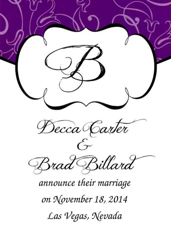 PURPLE TULIP AND MONOGRAM CUSTOM INVITATION