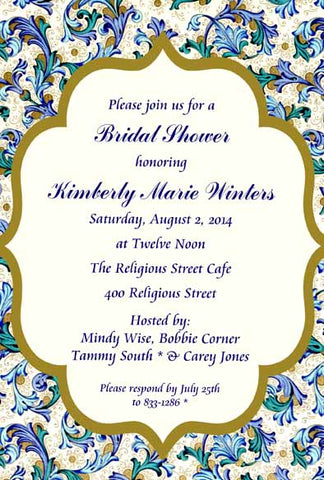 PAISLEY FLORAL BACKGROUND CUSTOM INVITATION