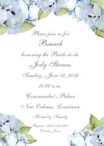 BLUE PEONIES CUSTOM INVITATION