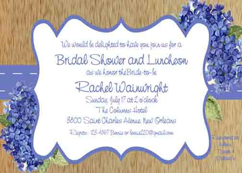 DARK BLUE HYDRANGEAS CUSTOM INVITATION