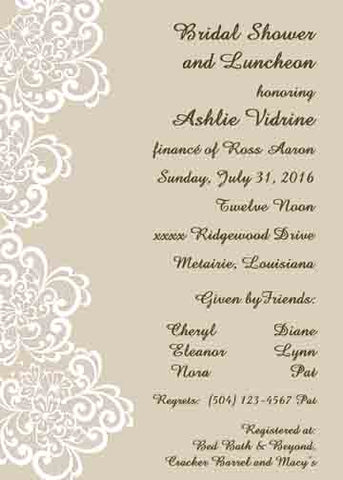 WHITE FLORAL LACE CUSTOM INVITATION