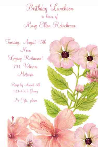 PINK-PEACH HIBISCUS CUSTOM INVITATION