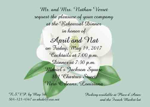 SINGLE MAGNOLIA BLOOM CUSTOM INVITATION