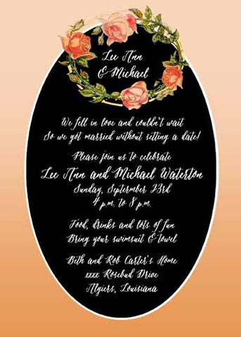 FALL WATERCOLOR WREATH OF ROSES CUSTOM INVITATION