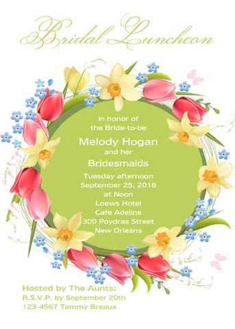 SPRING FLORAL WREATH CUSTOM INVITATION