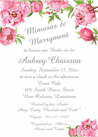 PINK PEONIES CUSTOM INVITATION