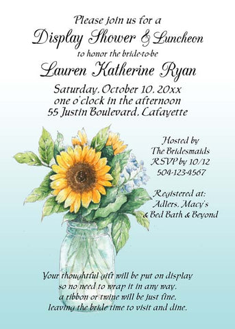 SUNFLOWERS IN MASON JAR CUSTOM INVITATION