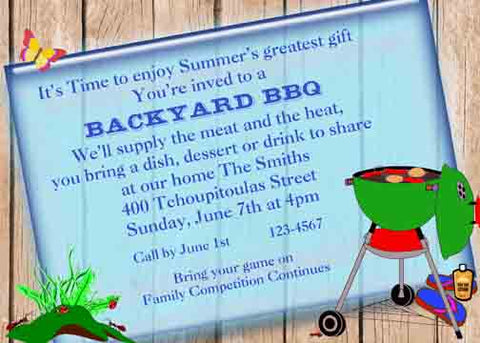 BACKYARD GRILL CUSTOM INVITATION