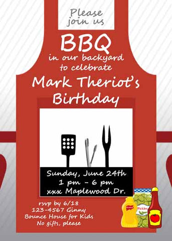 BBQ APRON CUSTOM INVITATION