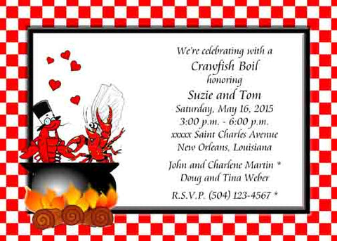 BOILING POT BRIDE & GROOM CHECKS CUSTOM INVITATION