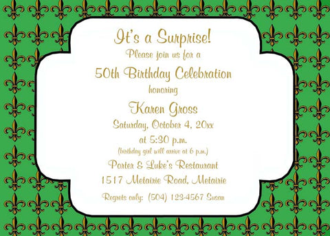 BACKGROUND OF MULTIPLE FLEUR DE LIS CUSTOM INVITATION