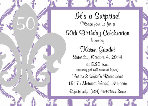 FLEUR DE LIS SILHOUETTE CUSTOM INVITATION