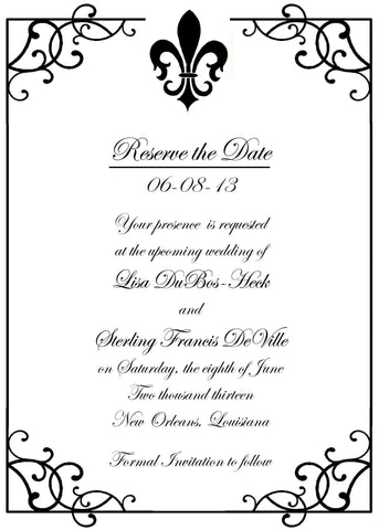 FLEUR DE LIS AND WROUGHT IRON CUSTOM INVITATION