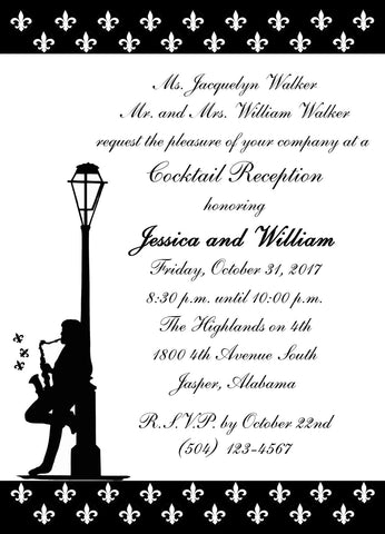 FLEUR DE LIS BANDS  AND JAZZ MAN CUSTOM INVITATION