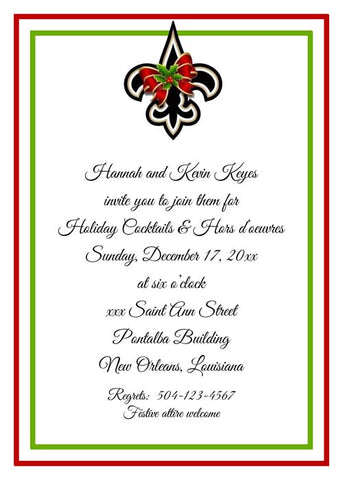FLEUR DE LIS WITH BOW CUSTOM INVITATION