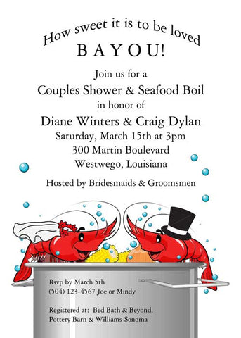 BRIDE AND GROOM SHRIMP CUSTOM INVITATION