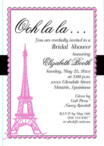EIFFEL TOWER AND SCALLOPS CUSTOM INVITATION