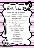 EIFFEL TOWER AND STRIPES CUSTOM INVITATION