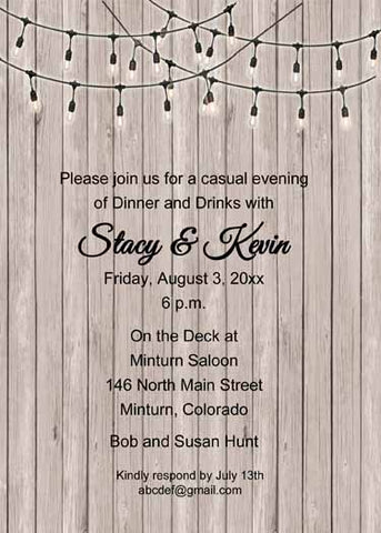 WOOD PANELS AND HANGING LIGHTS CUSTOM INVITATION